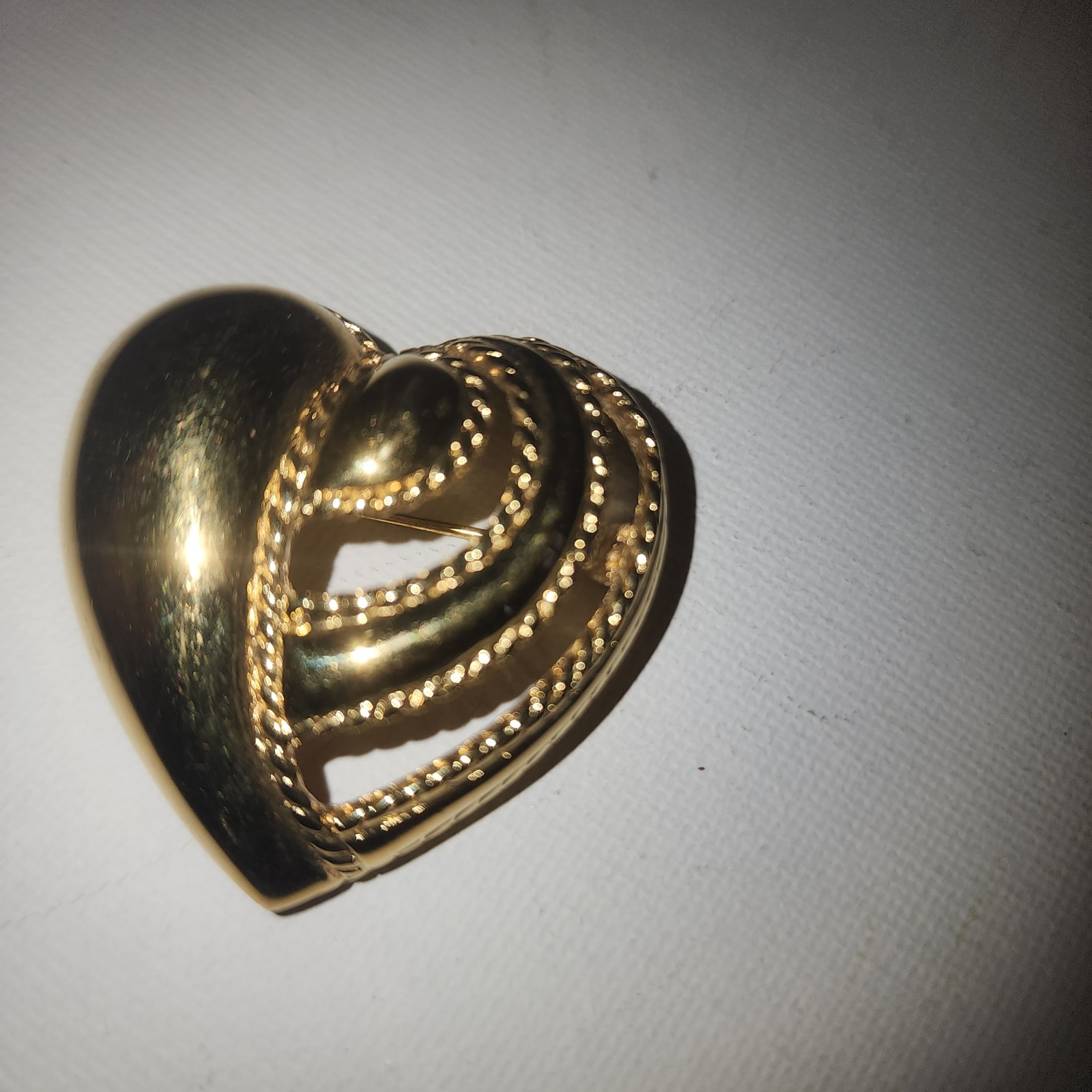 Vintage Monet Gold Heart Brooch Pin
